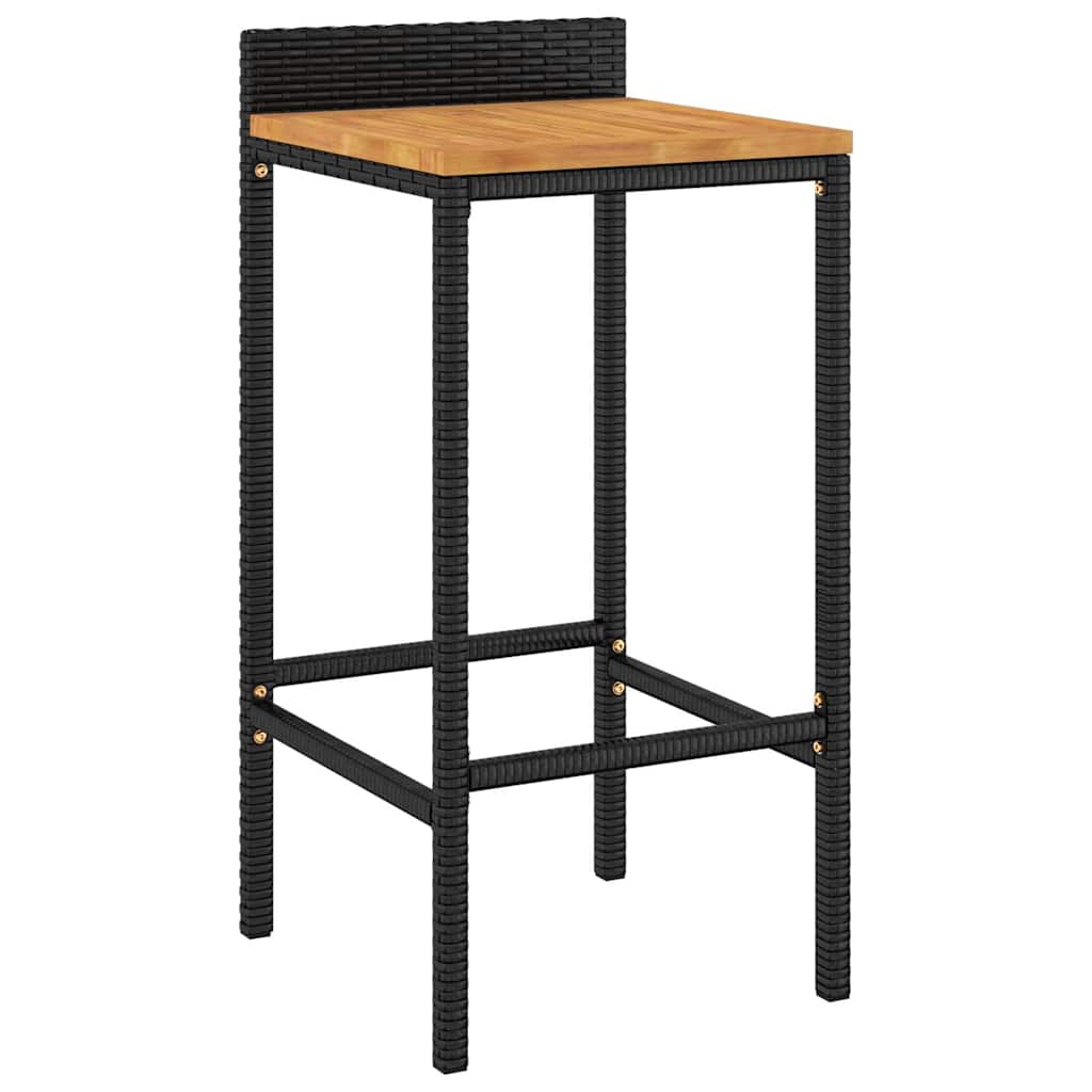 vidaXL 5 Piece Garden Bar Set Black Poly Rattan& Solid Wood Acacia 4