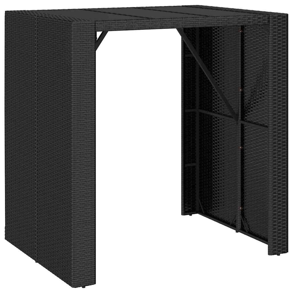 vidaXL 5 Piece Garden Bar Set Black Poly Rattan& Solid Wood Acacia 5