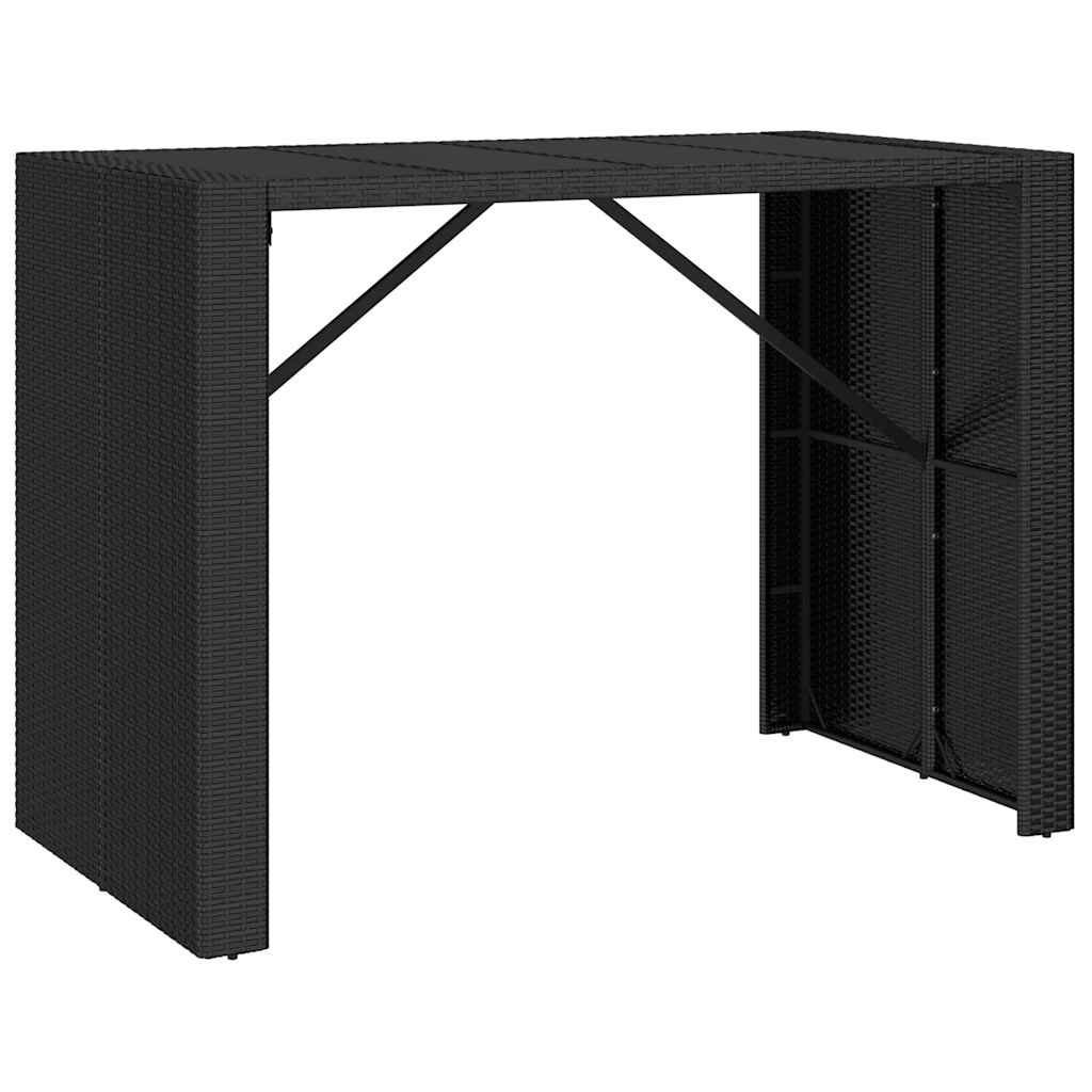vidaXL 7 Piece Garden Bar Set Black Poly Rattan& Solid Wood Acacia 5