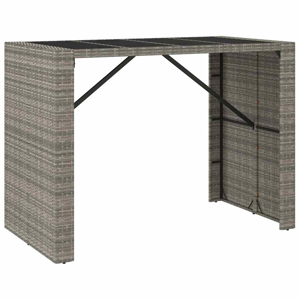 vidaXL 7 Piece Garden Bar Set Grey Poly Rattan& Solid Wood Acacia 5