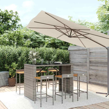 vidaXL 7 Piece Garden Bar Set Grey Poly Rattan& Solid Wood Acacia 1