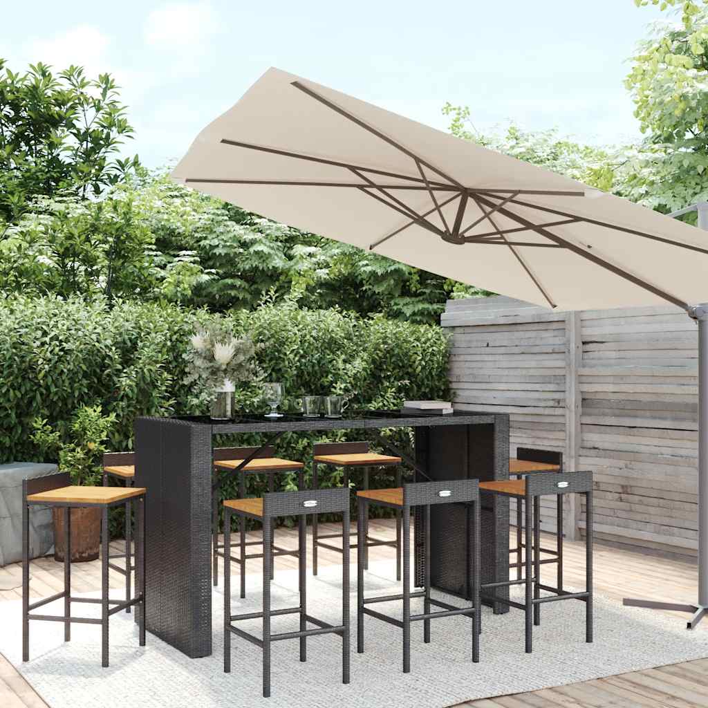 vidaXL 5 Piece Garden Bar Set Poly Rattan& Solid Wood Acacia