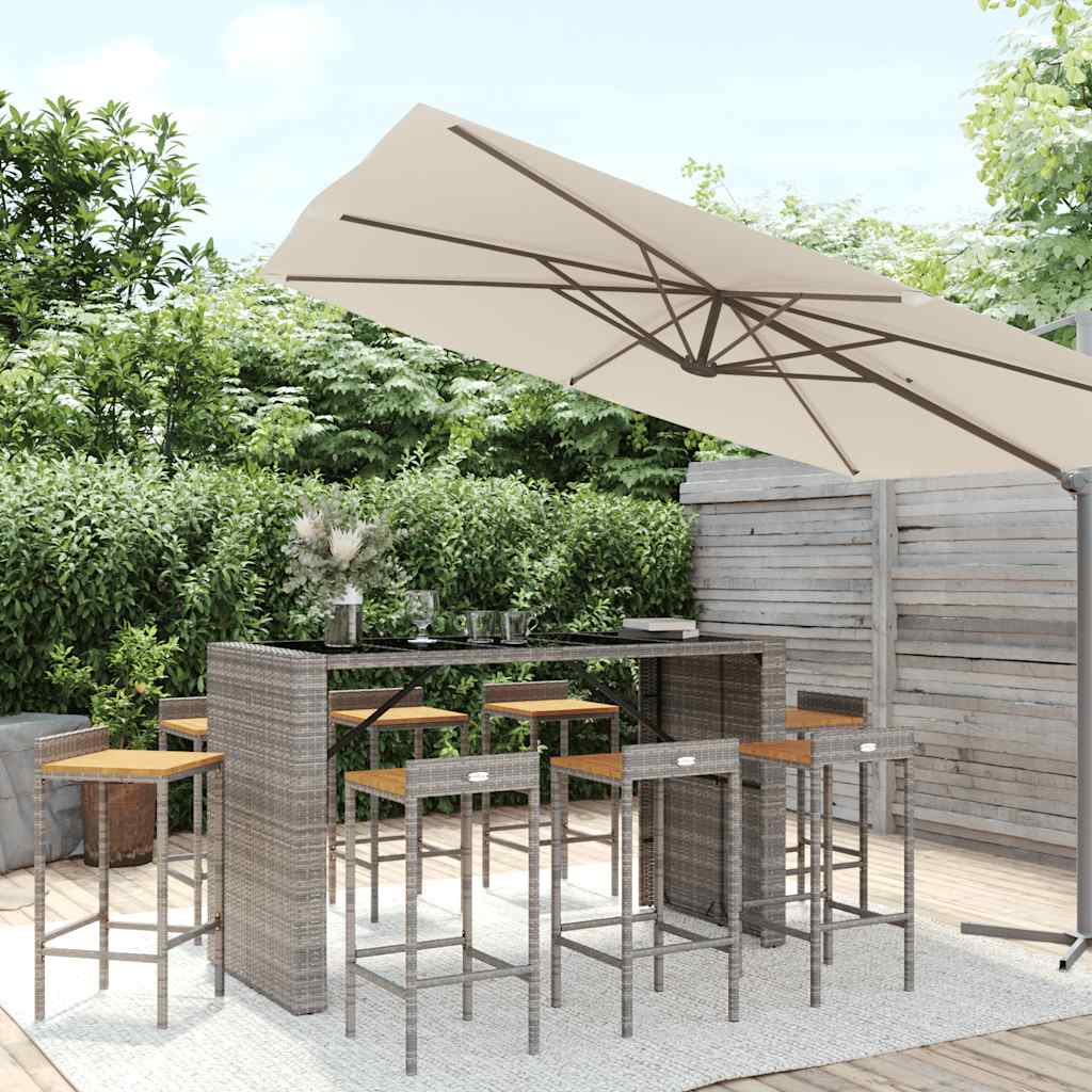 vidaXL 5 Piece Garden Bar Set Poly Rattan& Solid Wood Acacia