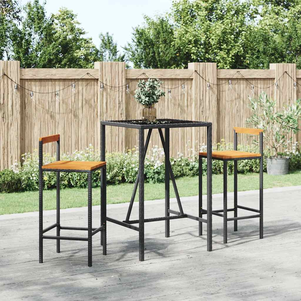 vidaXL 5 Piece Garden Bar Set Poly Rattan& Solid Wood Acacia