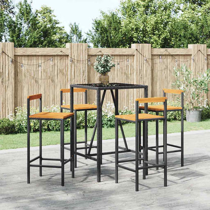 vidaXL 5 Piece Garden Bar Set Poly Rattan& Solid Wood Acacia