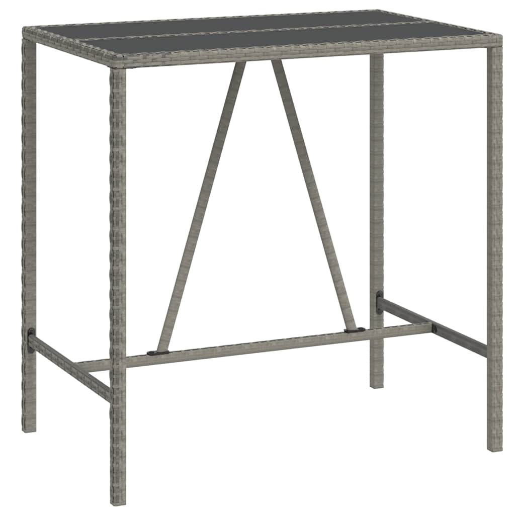 vidaXL 7 Piece Garden Bar Set Grey Poly Rattan& Solid Wood Acacia 5