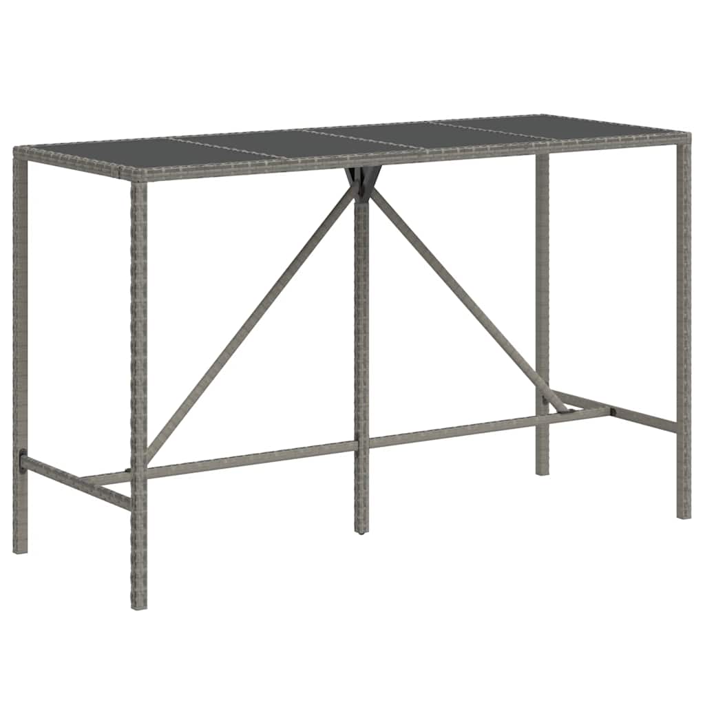 vidaXL 9 Piece Garden Bar Set Grey Poly Rattan& Solid Wood Acacia 5