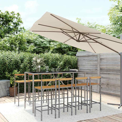 vidaXL 9 Piece Garden Bar Set Grey Poly Rattan& Solid Wood Acacia 1