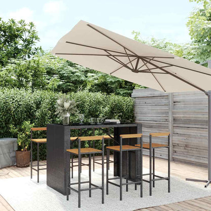 vidaXL 7 Piece Garden Bar Set Black Poly Rattan& Solid Wood Acacia 1