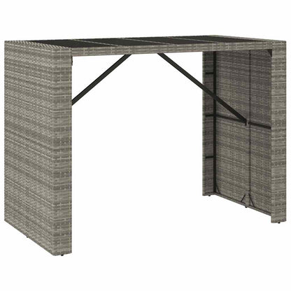 vidaXL 7 Piece Garden Bar Set Grey Poly Rattan& Solid Wood Acacia 5