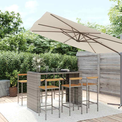 vidaXL 7 Piece Garden Bar Set Grey Poly Rattan& Solid Wood Acacia 1