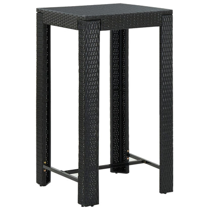vidaXL 3 Piece Garden Bar Set Black Poly Rattan&Solid Wood Acacia 5