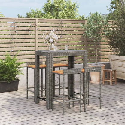 vidaXL 3 Piece Garden Bar Set Poly Rattan&Solid Wood Acacia