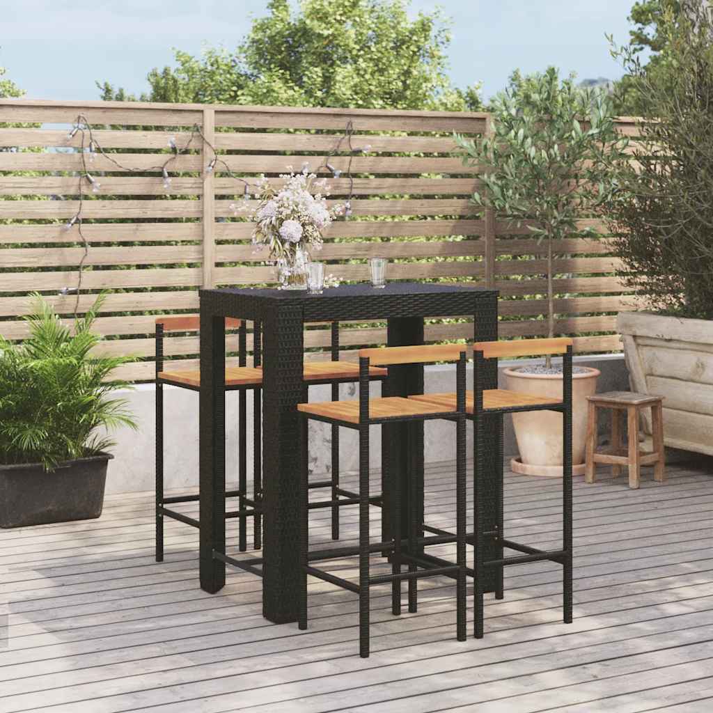 3 Piece Garden Bar Set Poly Rattan&Solid Wood Acacia 4