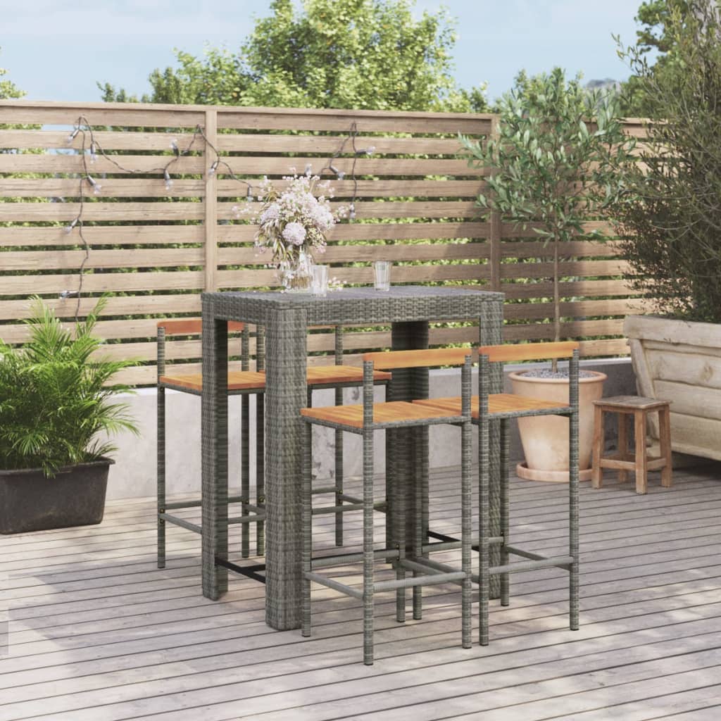 vidaXL 3 Piece Garden Bar Set Poly Rattan&Solid Wood Acacia