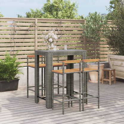 vidaXL 3 Piece Garden Bar Set Poly Rattan&Solid Wood Acacia