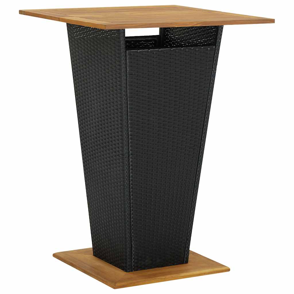vidaXL 5 Piece Garden Bar Set Black Poly Rattan&Solid Wood Acacia 5