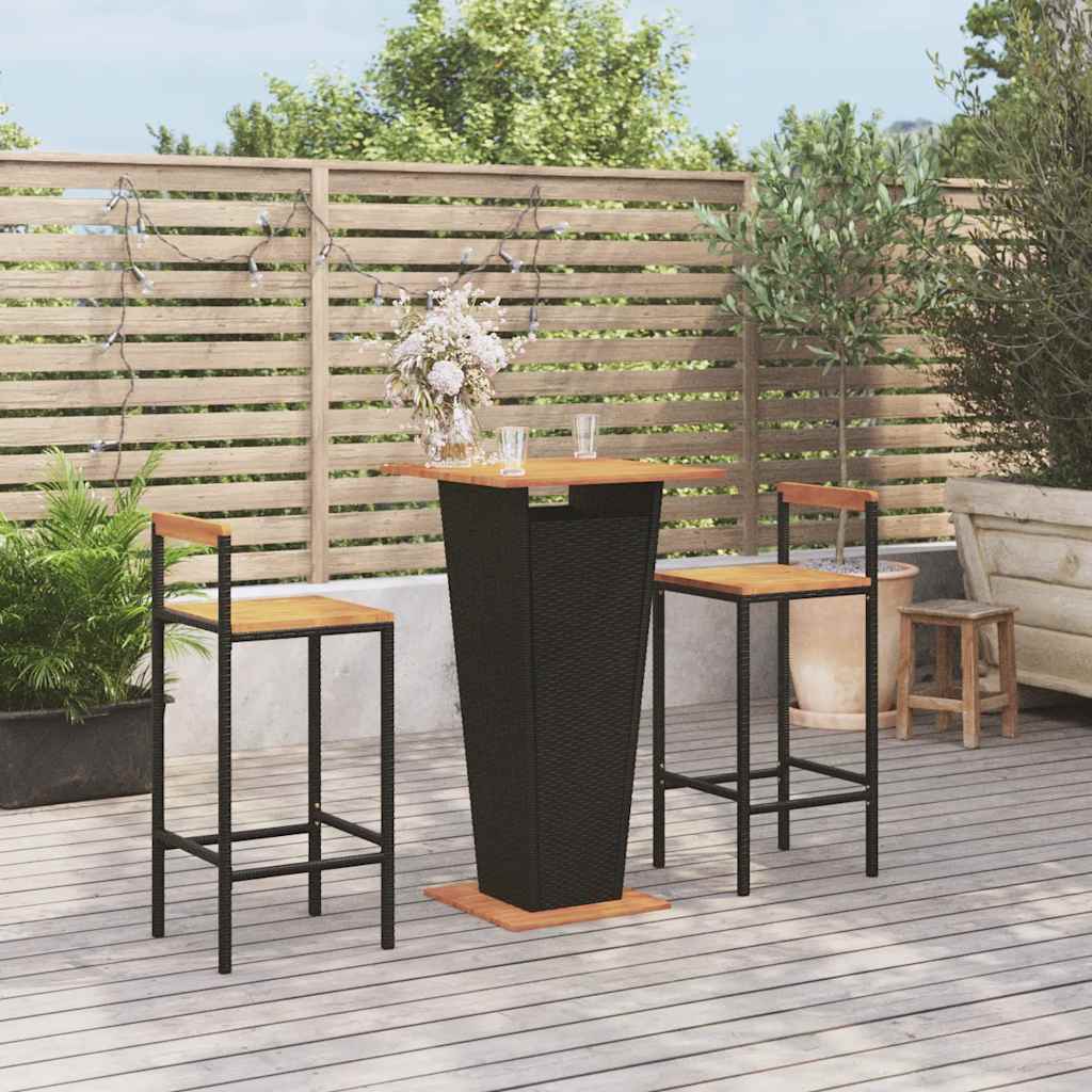 vidaXL 3 Piece Garden Bar Set Poly Rattan&Solid Wood Acacia