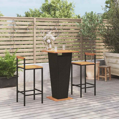 vidaXL 3 Piece Garden Bar Set Poly Rattan&Solid Wood Acacia