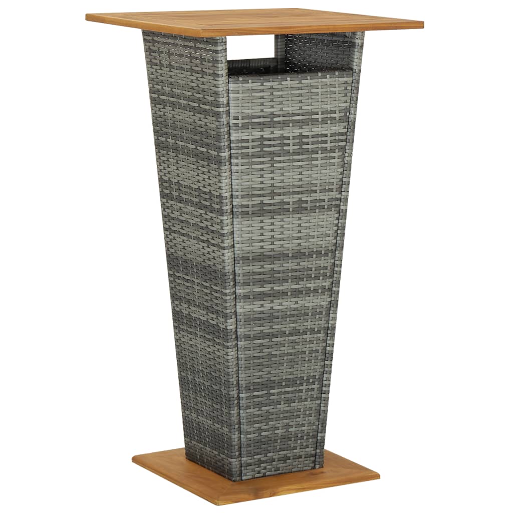 vidaXL 3 Piece Garden Bar Set Grey Poly Rattan&Solid Wood Acacia 5
