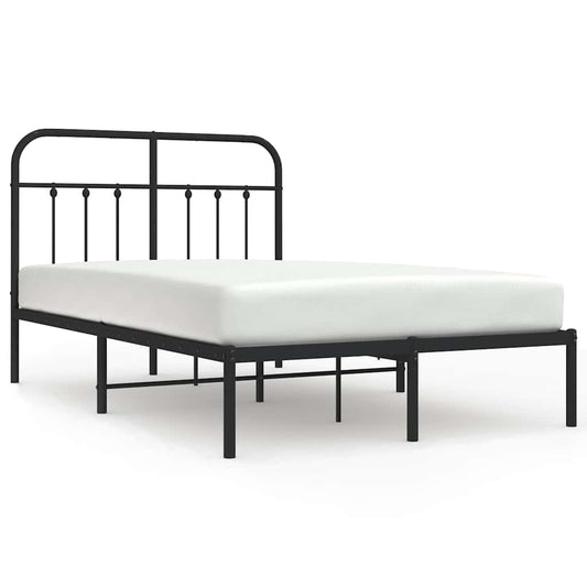 Metal Bed Frame without Mattress with Headboard Black 120 cm 200 cm