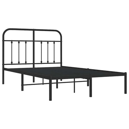 Metal Bed Frame without Mattress with Headboard Black 120 cm 200 cm
