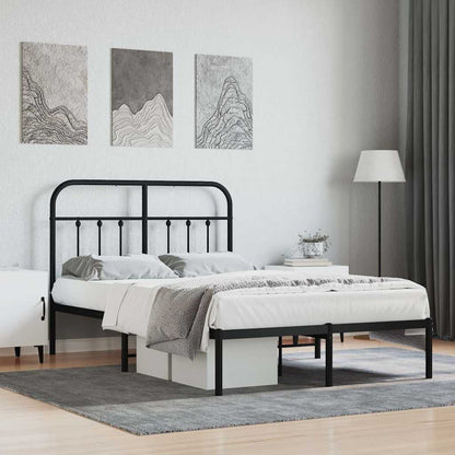 Metal Bed Frame without Mattress with Headboard Black 120 cm 200 cm