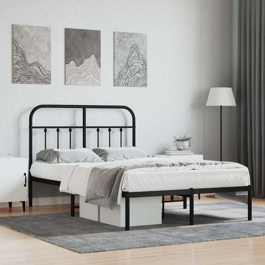 Metal Bed Frame without Mattress with Headboard Black 120 cm 200 cm