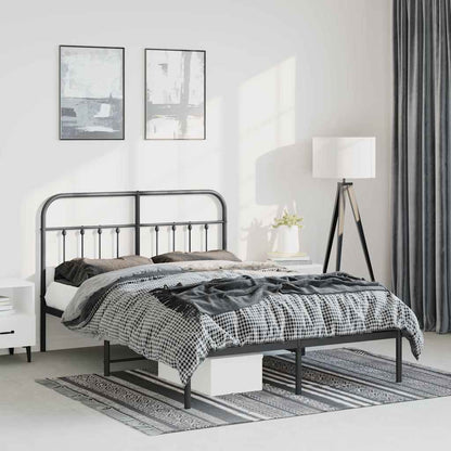 Metal Bed Frame without Mattress with Headboard Black 150 cm 200 cm