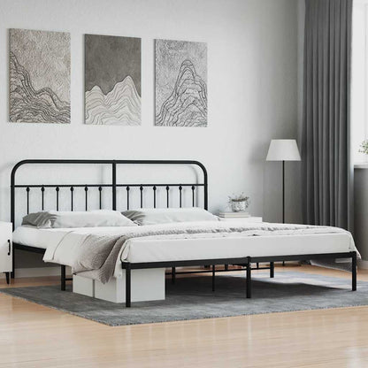 Metal Bed Frame without Mattress with Headboard Black 200 cm 200 cm