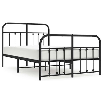 Metal Bed Frame without Mattress with Footboard with Headboard & Footboard Black 120 cm 190 cm