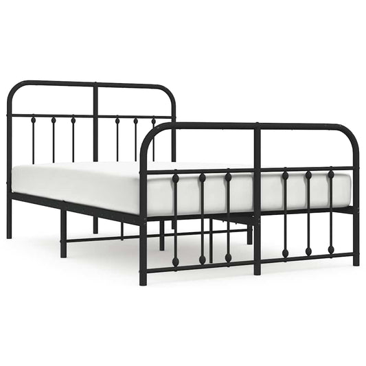 Metal Bed Frame without Mattress with Footboard with Headboard & Footboard Black 120 cm 190 cm
