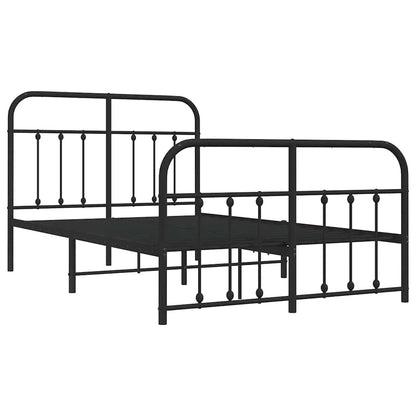 Metal Bed Frame without Mattress with Footboard with Headboard & Footboard Black 120 cm 190 cm