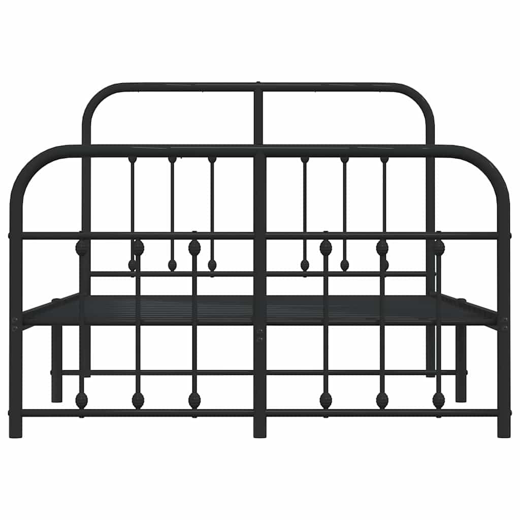 Metal Bed Frame without Mattress with Footboard with Headboard & Footboard Black 120 cm 190 cm