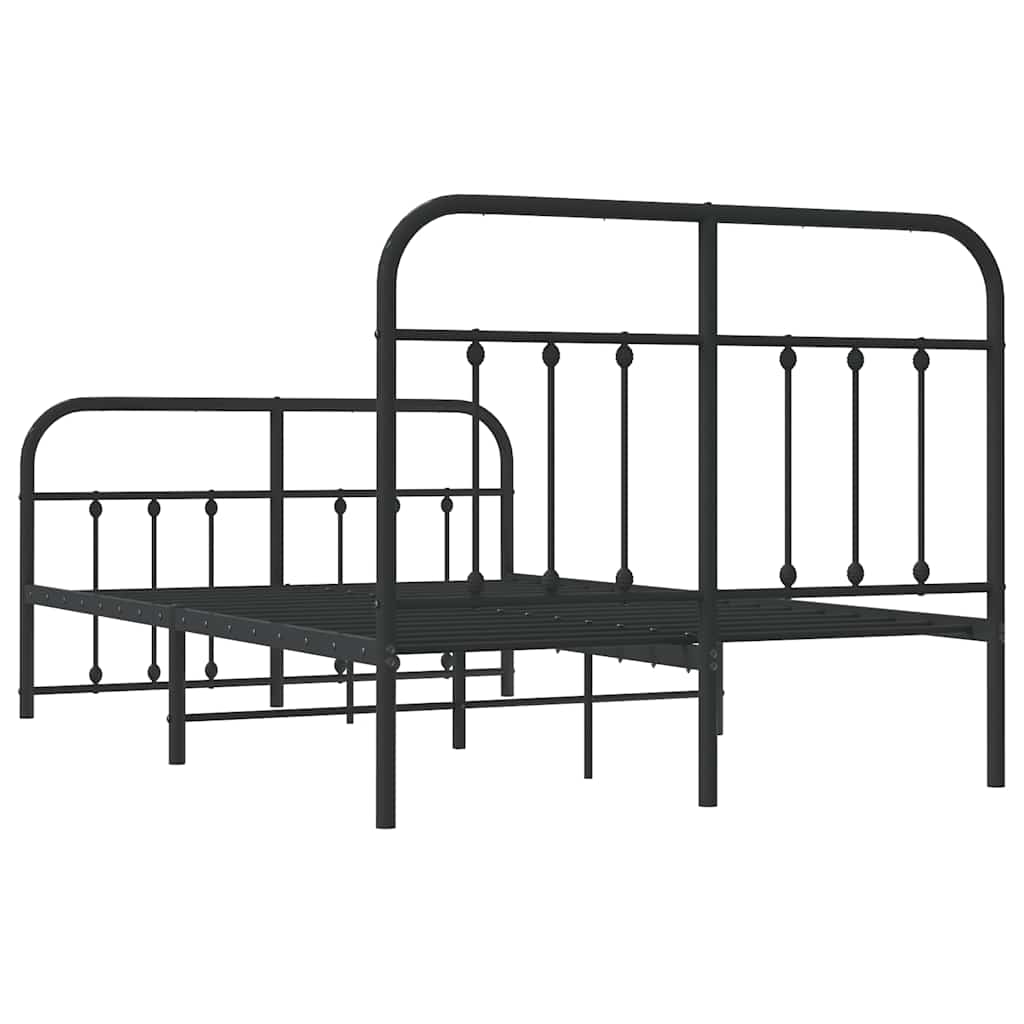 Metal Bed Frame without Mattress with Footboard with Headboard & Footboard Black 120 cm 190 cm