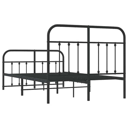 Metal Bed Frame without Mattress with Footboard with Headboard & Footboard Black 120 cm 190 cm