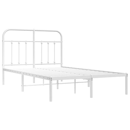 Metal Bed Frame without Mattress with Headboard White 120 cm 200 cm