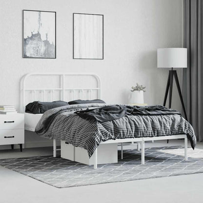 Metal Bed Frame without Mattress with Headboard White 120 cm 200 cm