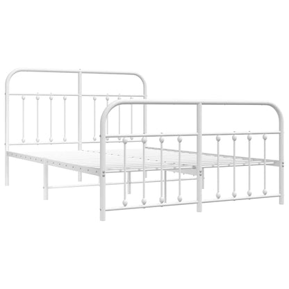 Metal Bed Frame without Mattress with Footboard with Headboard & Footboard White 140 cm 190 cm