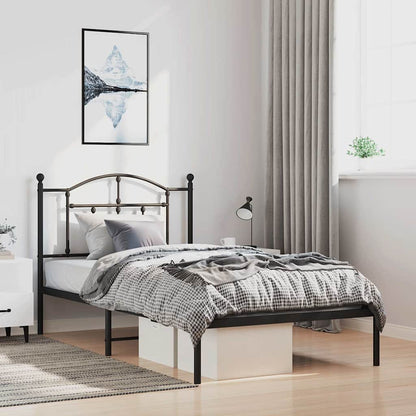 Metal Bed Frame without Mattress with Headboard Black 100 cm 200 cm