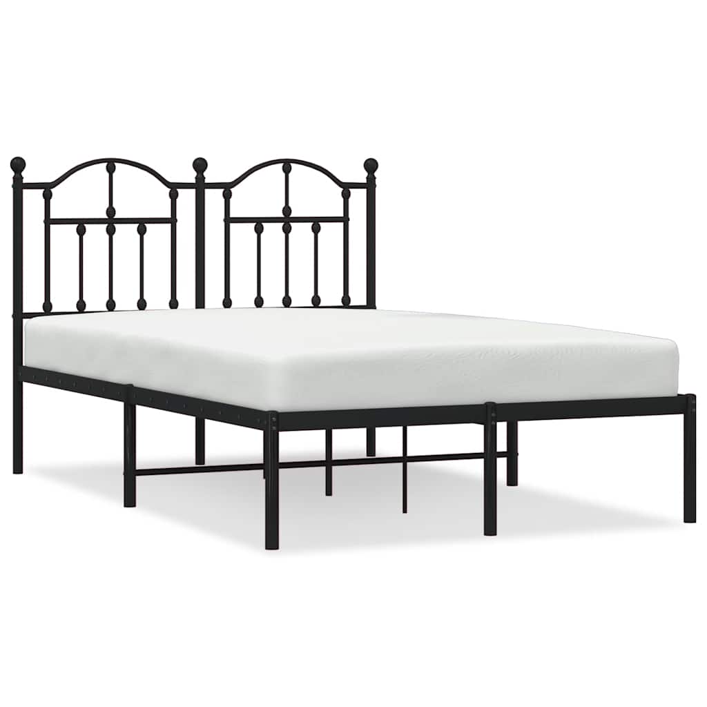 Metal Bed Frame without Mattress with Headboard Black 120 cm 200 cm