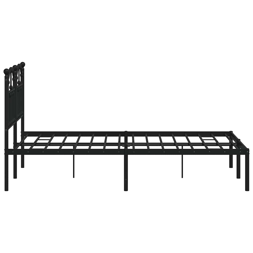 Metal Bed Frame without Mattress with Headboard Black 120 cm 200 cm
