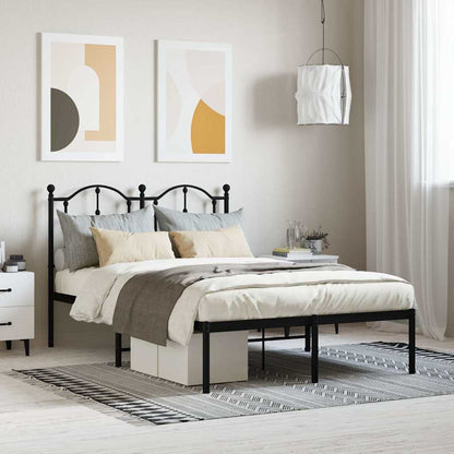Metal Bed Frame without Mattress with Headboard Black 120 cm 200 cm