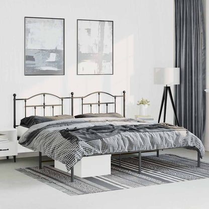 Metal Bed Frame without Mattress with Headboard Black 193 cm 203 cm