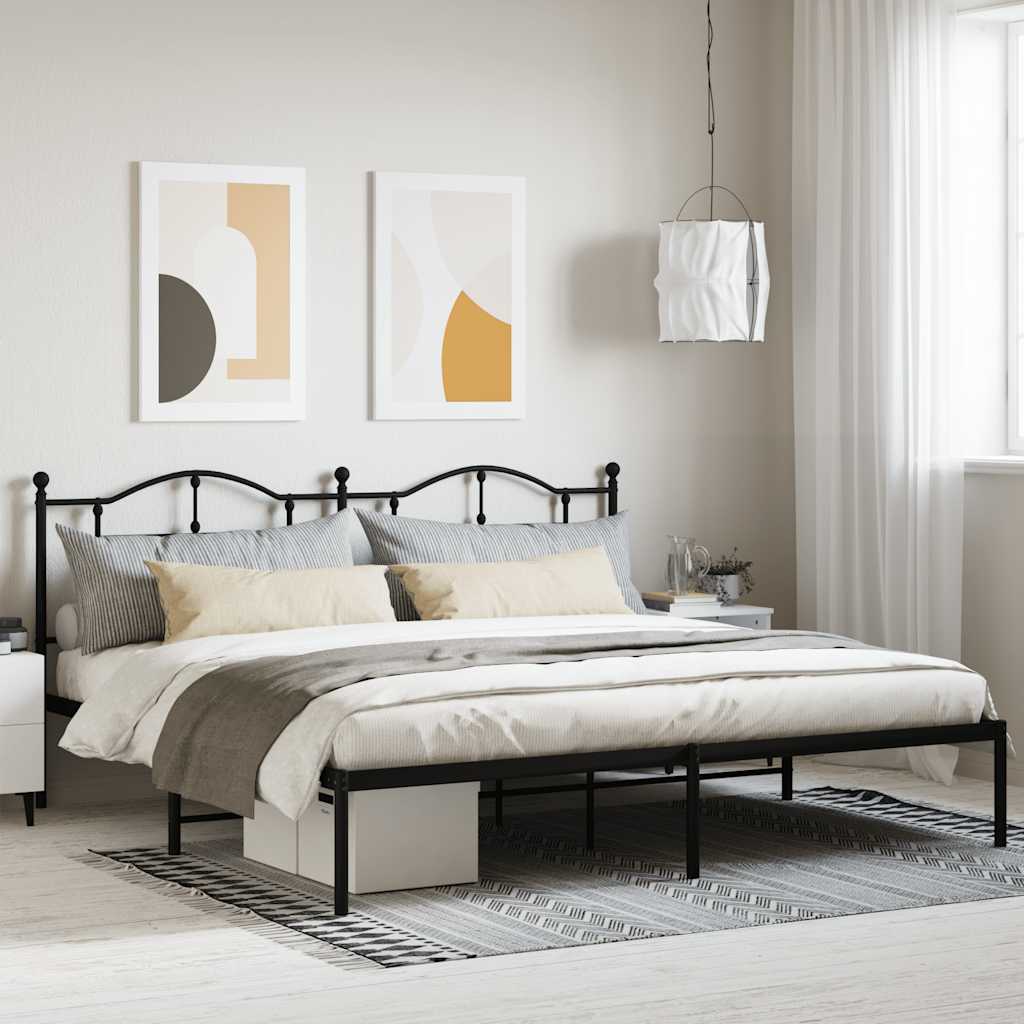 Metal Bed Frame without Mattress with Headboard Black 200 cm 200 cm
