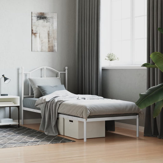 Metal Bed Frame without Mattress with Headboard White 80 cm 200 cm