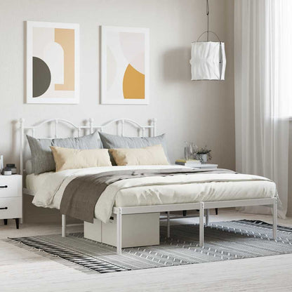 Metal Bed Frame without Mattress with Headboard White 140 cm 190 cm