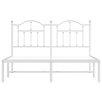 Metal Bed Frame without Mattress with Headboard White 140 cm 200 cm
