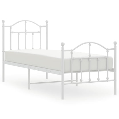 Metal Bed Frame without Mattress with Footboard with Headboard & Footboard White 75 cm 190 cm