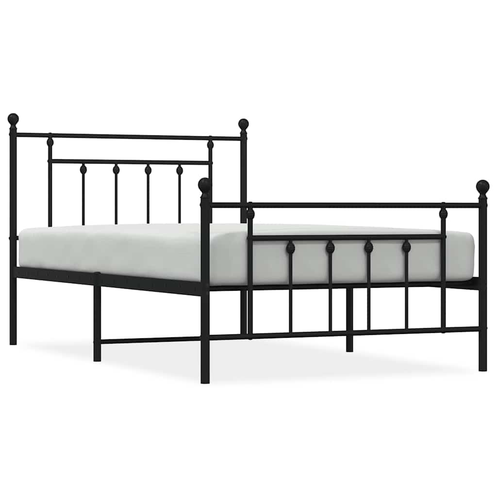 Metal Bed Frame without Mattress with Footboard with Headboard & Footboard Black 100 cm 200 cm